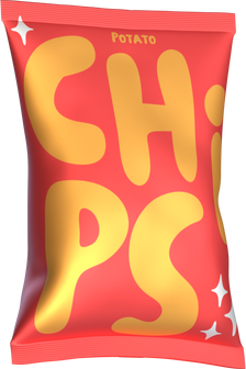 Red and Yellow 3D Bag of Potato Chips